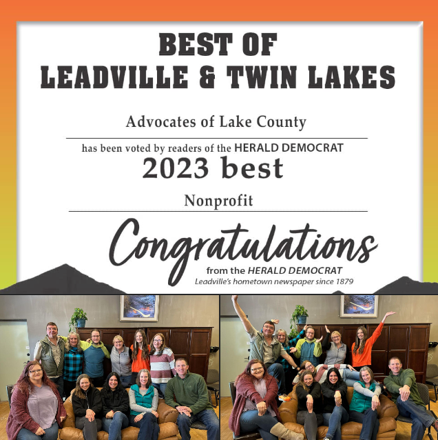 Advocates of Lake County is 2023's best nonprofit in leadville/twin lakes, as voted by readers of the Leadville Herald-Democrat
