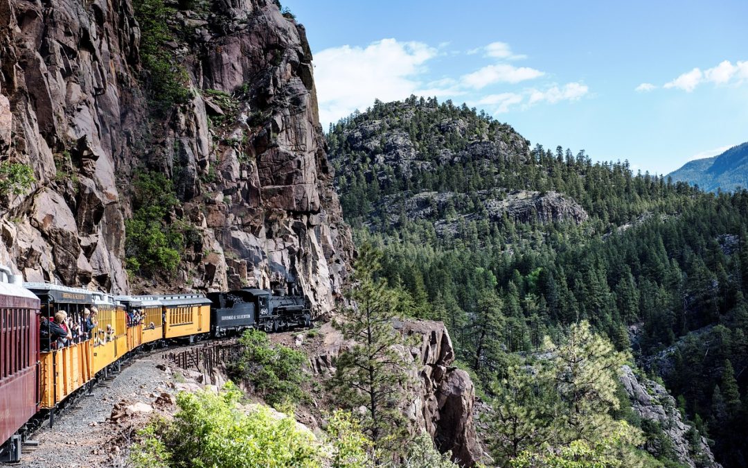 site-seeing train on mountainside