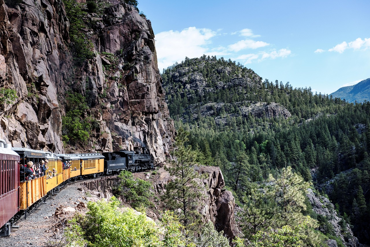 site-seeing train on mountainside